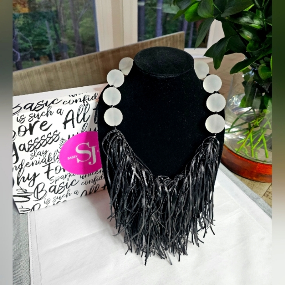 Sassy Jones Leather Fringe Necklace